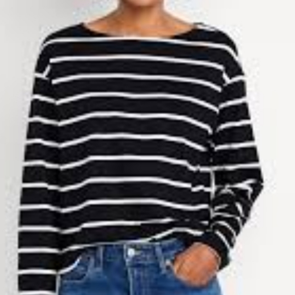 NWT Old Navy Striped Black and White Women's Top Sz L